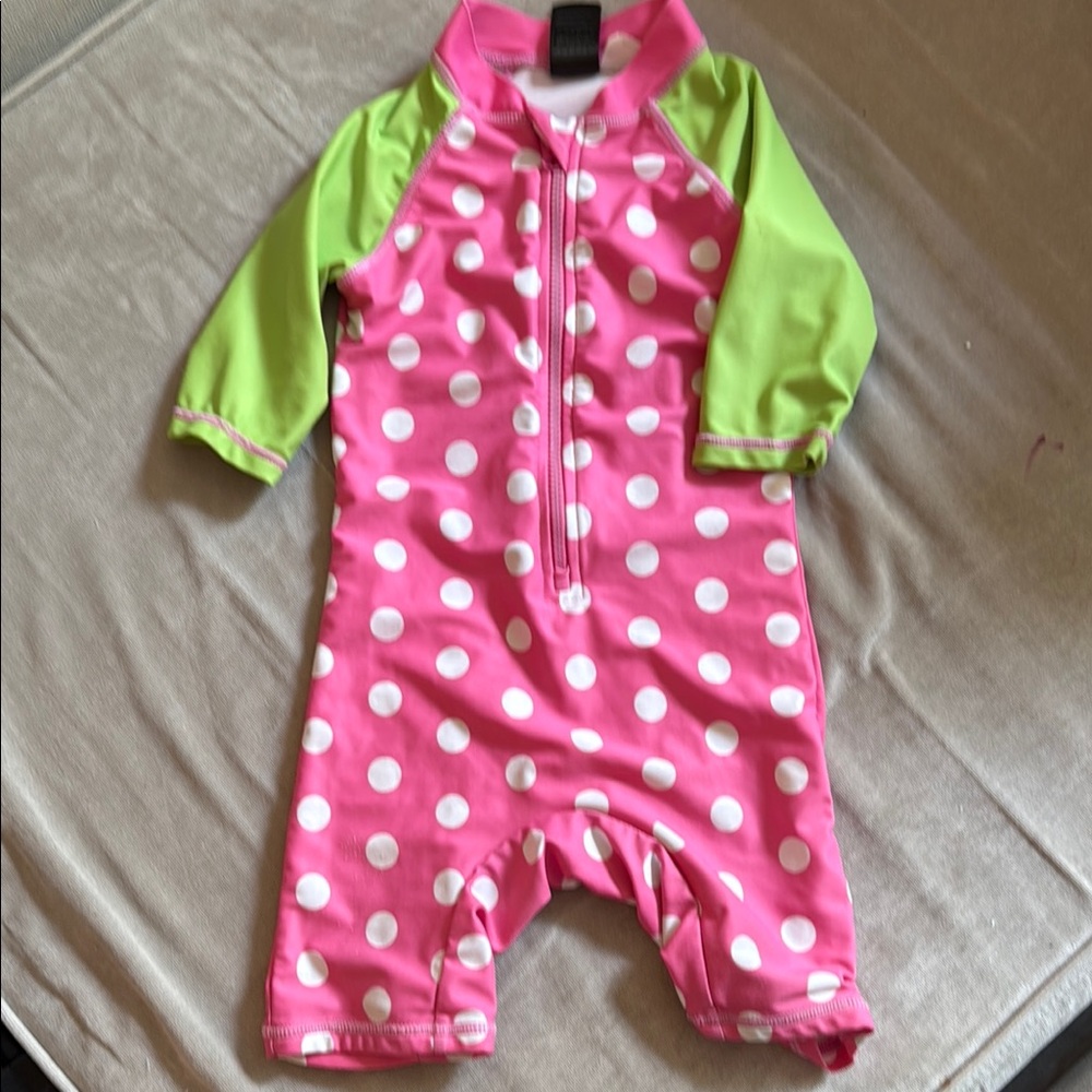 Pink/green one piece Bonberano swimsuit 18-24 mo new